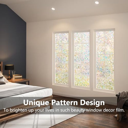 Rainbow Window Privacy Film, Half-Moon Pattern, No Glue, Anti-UV (23.6 x 157.4 Inch) - color: Rainbow, size: 23.6 x 157.4 Inch
