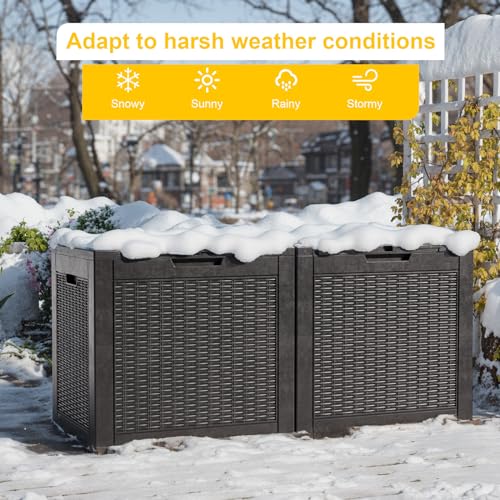 Deck Box Large Outdoor Storage for Patio Furniture,Outdoor Cushions,Garden Tools and Pool Supplies,Waterproof,Resin,Lockable (Black, 35 Gallon)