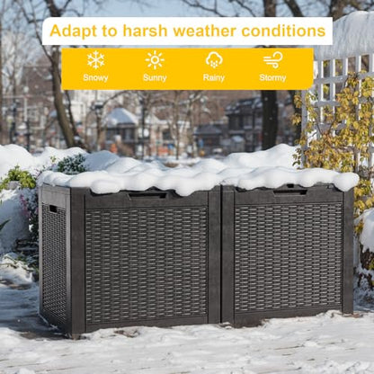Deck Box Large Outdoor Storage for Patio Furniture,Outdoor Cushions,Garden Tools and Pool Supplies,Waterproof,Resin,Lockable (Black, 35 Gallon)