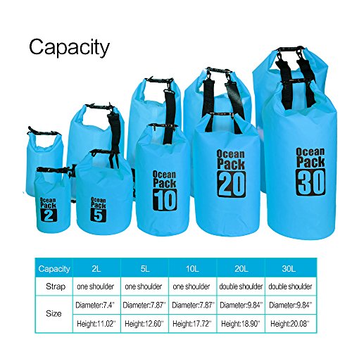 Dry Sack/Waterproof Bag for Boating, Kayaking, Hiking, Snowboarding, Camping, Rafting, Fishing and Backpacking (Blue, 10L) - color: Blue, size: 10L
