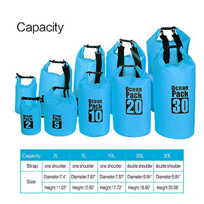 Dry Sack/Waterproof Bag for Boating, Kayaking, Hiking, Snowboarding, Camping, Rafting, Fishing and Backpacking (Blue, 10L) - color: Blue, size: 10L
