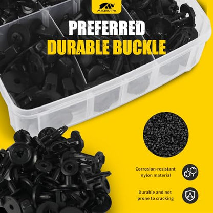 MIKKUPPA 635PCS Car Push Retainer Clips - 16 Sizes Nylon Bumper Fender Plastic Rivets Automotive Clips Auto Fasteners with 10 Cable Ties and Fasteners Remover Replacement for Toyota GM Ford Honda