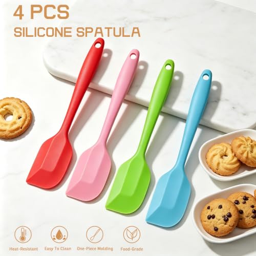 Silicone Spatula, 11 inch Large Rubber Spatulas Heat Resistant Non-Stick Flexible Kitchen Spatulas with Stainless Steel Core Scraper for Cooking, Baking, Mixing Tool (4-Piece)