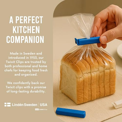LINDEN SWEDEN Twixit! Bag Clips - Set of 15 - Keep Food Fresh, Prevent Spillage - Great for Storage and Organization - Microwave, Freezer and Dishwasher-Safe - BPA-Free - size: 5 Large 10 Small
