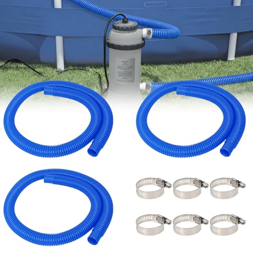 Pool Pump Replacement Hose 1.25 x 59 Inch Compatible with Filter Pump 607 637 Above Ground Pools Include 6 Hose Clamps (3 set) - size: 1.25 x 59 Inch Pool Pump Replacement Hose