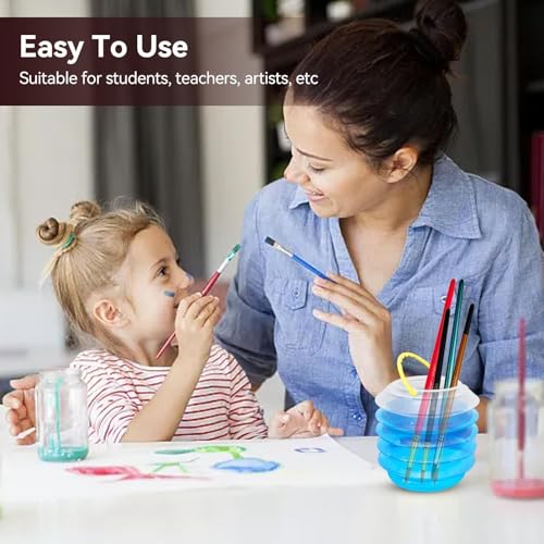 Paint Brush Washer, 3PCS Foldable Water Cup Watercolor Water Dispenser Watercolor Water Container Portable Paint Brush Holder Plastic Reusable Washing Bucket (M)