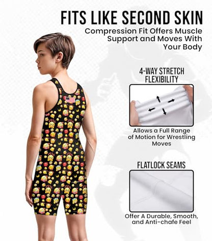 Exxact Sports Sublimated Adult & Youth Wrestling Singlet - color: Emoji, size: Large