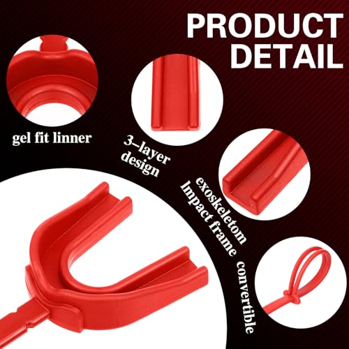 Seematn 40 Pcs Strapped Mouth Guard Bulk Football Mouthguard with Strap Youth Boxing Sports Mouthpieces Adult Mouthguard for Basketball Lacrosse Hockey Wrestling (Red) - color: Red