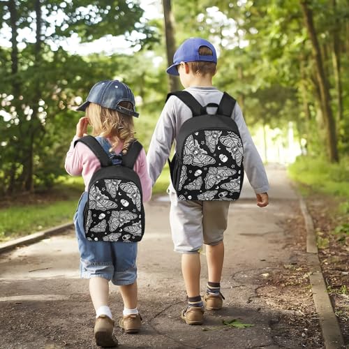 Toddler Backpack Gothic Skull Moth Waterproof Mini Backpack Boys/Girls Cute Small Backpack Kindergarten Pre School Bags (S) - color: Gothic Skull Moth, size: Small