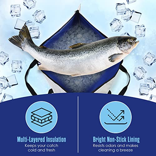 Houseables Fish Bag, Fish Kill Bag, Fishing Cooler, Insulated Carrier for Fishing, Cooling Gear, Big, Waterproof For Kayak, Transport, Weigh In, Catch, Ice, Tuna, Salmon, Bass, Trout, 41x16.5”, 72x30” - size: 41 x 16.5 Inch