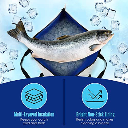 Houseables Fish Bag, Fish Kill Bag, Fishing Cooler, Insulated Carrier for Fishing, Cooling Gear, Big, Waterproof For Kayak, Transport, Weigh In, Catch, Ice, Tuna, Salmon, Bass, Trout, 41x16.5”, 72x30” - size: 41 x 16.5 Inch