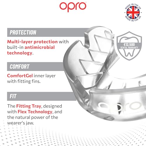 OPRO Silver Level Moldable Mouth Guard, Essential Fit, Clear - color: Clear/Clear, size: Youth (Under 10)