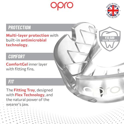 OPRO Silver Level Moldable Mouth Guard, Essential Fit, Clear - color: Clear/Clear, size: Youth (Under 10)