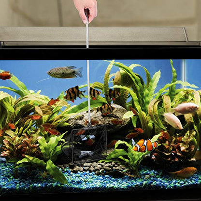Mogoko Aquarium Fish Net, 10.8" x 16.3" Rectangular Fish Net with 5.5"-16.3" Extendable Telescopic Plastic Handle, Fine Mesh Nylon Fish Tank Accessory - size: 6 inch