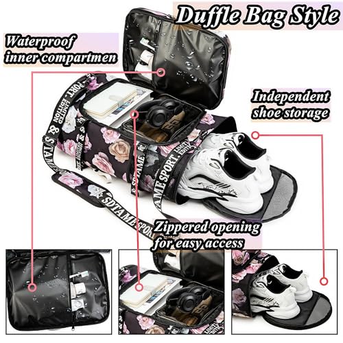 SDTAME Gym Duffel Backpack with Shoe Pocket & Laptop Sleeve - color: Red