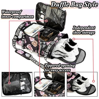 SDTAME Gym Duffel Backpack with Shoe Pocket & Laptop Sleeve - color: Red