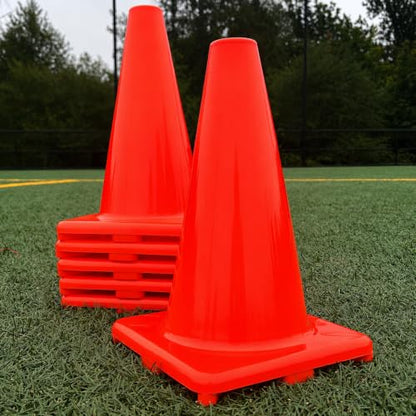LVL10 Pro Training Cones - 12" Large Soccer Cones for Sports Training - for Basketball, Football, Basketball and Agility Drills - Soccer Field Markers that Won't Crack, Slide or Fly - style: 6 cones