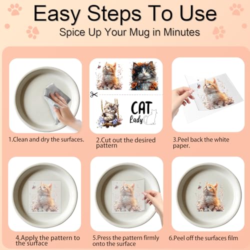 4 PCS Funny cat UV DTF Cup Wraps, Waterproof Transfer Stickers for Tumblers and Mugs, Durable Rub-on Decals for Smooth and Flat Surfaces - style: Funny cat
