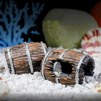 Realistic Resins Fishes Tanks Decoration Miniature Barrels Ornaments Reptiles Hide Cave for Fishes and Reptiles