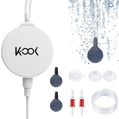 Aquarium Air Pump, 1 Watt Ultra Quiet Mini Oxygen Pump, Powerful Air Aerator Kit for Fish Tank 1-15 Gallon, Including Air Pump Accessories, Back Clip and Suction Cup - color: White