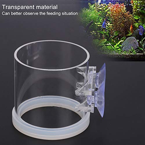 Fish Suction Cup Feeder, Acrylic Transparent Fish Rings Food Feeder Clear Fishes Feeding Ring with Anti Collision Strip Aquarium Feeding Rings for Aquarium Fishes