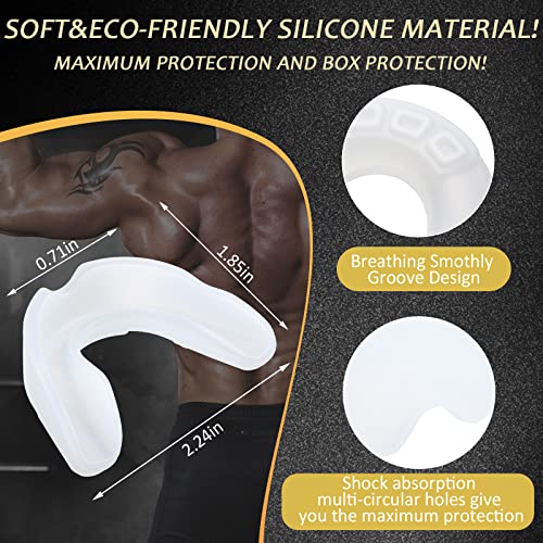 BBTO 6 Pack Kids Youth Mouth Guard for Football Sports, Boys Girls Mouthguard with Case, Soft Mouth Guard for Hockey Boxing Basketball, Ages 4+ - color: White