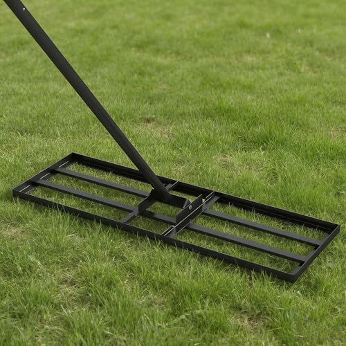 COSTWAY 30x10 Inch Lawn Leveling Rake, Soil Sand Dirt Leveling Tool, Ground Leveler for Yard, Landscape, Garden, Pasture (Black, 30"x10") - color: Black