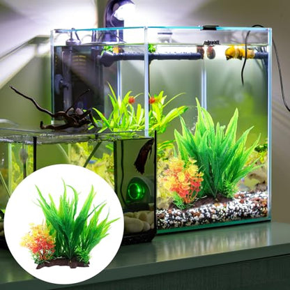 BESTonZON Artificial Aquarium Plants Fish Tank Decor, Plastic Simulation Aquatic Grass with Weighted Base, Fake Water Grass Decoration for Freshwater and Saltwater Tanks