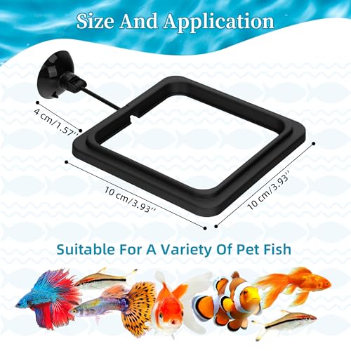 Fish Feeding Ring Aquarium Square Floating Food Feeder Circle with Strong Suction Cup Fish Tank Feeding Ring for Betta Goldfish Guppy