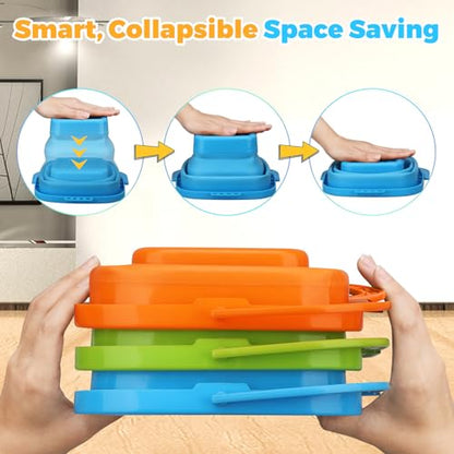 Foldable Beach Bucket, Large Silicone Pail Bucket Sand Buckets Collapsible Bucket, Sand Beach Toys for Kids Adults Beach Play Camping Gear Water Food Jug, Dog Bowls, Camping