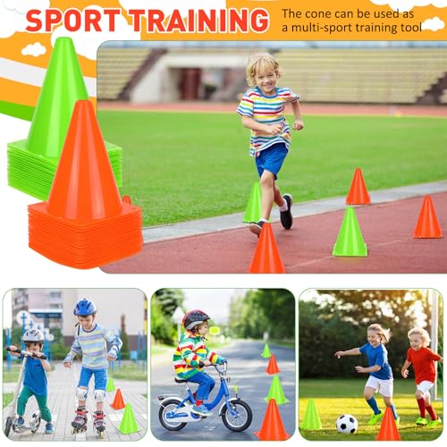 Reginary 40 Pcs Training Cones for Sports, 7 Inch - color: Orange, Green