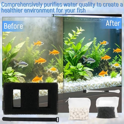 A1376 Aquarium Filter Media Kit Compatible with Fluval SPEC EVO Betta and Flex Desktop Aquarium Filters Foam Replacement Set Keeps Water Clear Suitable for Large Tank and Standard Aquariums