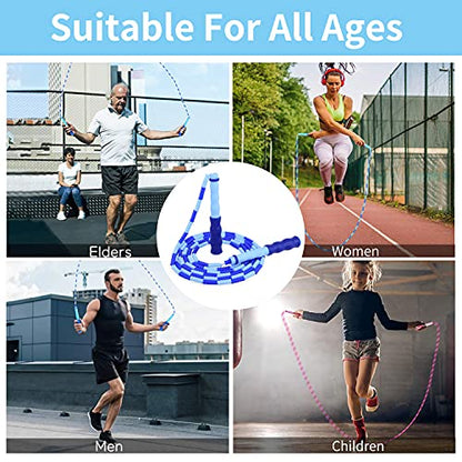 Leeboom Jump Rope, Adjustable Length Tangle-Free Segmented Soft Beaded Skipping Rope, Fitness Jump Rope for Kids, Man, and Women Weight Loss 9.2 Feet - color: Blue