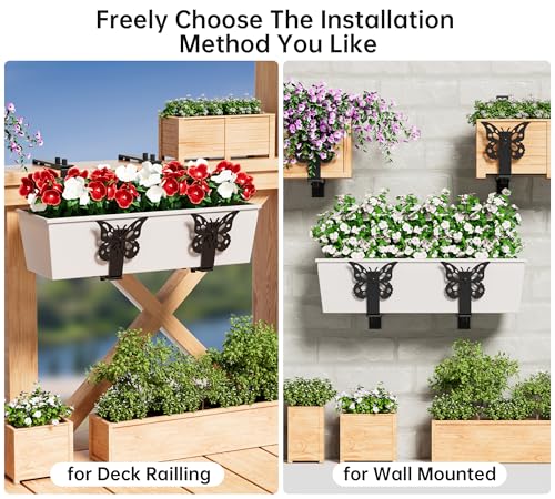 Window Box Brackets, Adjustable Planter Box Brackets, Heavy Duty Flower Railing Planter Bracket for Balcony, with Enhanced Bottom Support, Perfect for Deck, Fence and Garden - Black (6 Pack) - color: 6 Pcs - Black