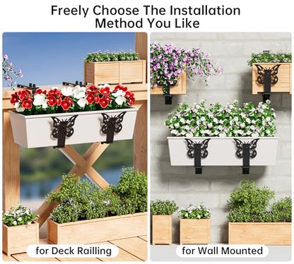Window Box Brackets, Adjustable Planter Box Brackets, Heavy Duty Flower Railing Planter Bracket for Balcony, with Enhanced Bottom Support, Perfect for Deck, Fence and Garden - Black (6 Pack) - color: 6 Pcs - Black