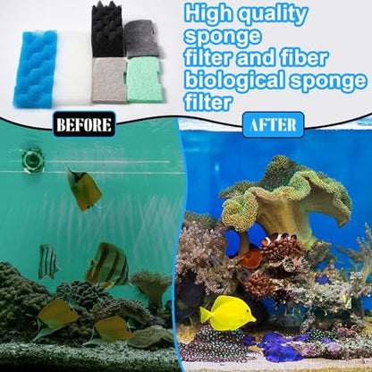 52 Pcs Replacement Filter Media Kit Compatible with Fluval 306/307 Aquarium Filters, Include Three Bio Sponge, Ammonia/Phosphate/Nitrite Remover, Towel and Grease - style: 306/307
