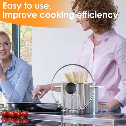 2 Pcs-Stainless Steel Pot Lid Organizer Rack - Non-Slip Anti-Tip Space-Saving Countertop Storage for Slow Cooker & Various Lids