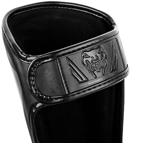 Venum Kids Elite Shinguards, Matte/Black, Large (9-11 Years)