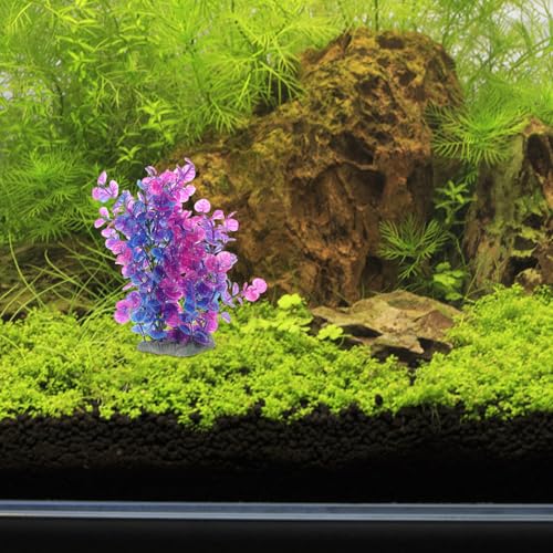 Creative Aquarium Grass Artificial Plant A304 Purple Decorative Wear-Resistant Plastic Tank Plant for Home and Desktop Fish Tanks