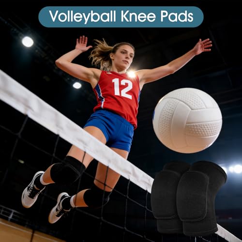 Volleyball Knee Pads 1 Pairs Soft Black Kneepads for Women Youth Girls, for Sports Dance Football Yoga Tennis Running Cycling Workout, Athletic Knee Pads for Volleyball Players (Black, Medium) - size: Black, Medium
