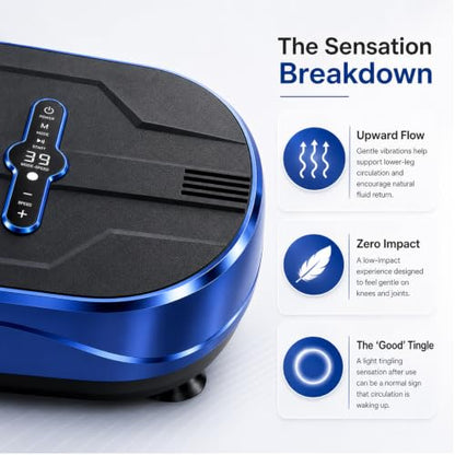 Natini Vibration Plate Exercise Machine, 990 Speed Levels Whole Body Vibrating Plate for Lymphatic Drainage, Home Workout Equipment with Resistance Bands, Remote, 330 lbs Capacity for Home Gym - color: Blue