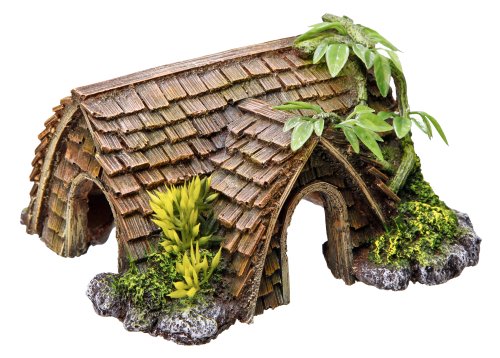 Nobby Cottage with Plants Aquarium Ornaments, 15 x 14 x 8 cm