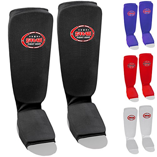Farabi shin Instep, kick Boxing Training Pads, Karate Pads,MMA Training Pads Highly Elasticated (Black, S/M)