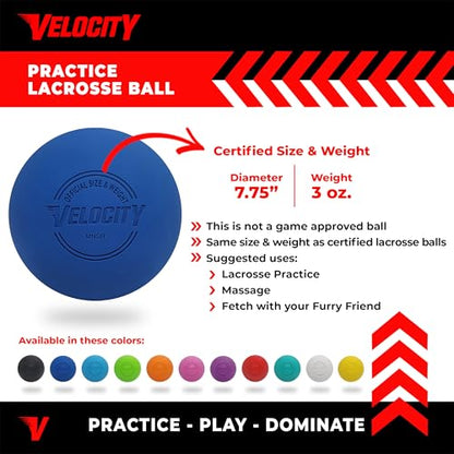 Velocity Lacrosse Balls - 1, 2, 3, 6, 12, 18, 24, 36, 60 and 120 Packs - for Practice, Official NFHS and College Approved Size - color: Royal Blue, size: 12 Balls, style: Practice Ball