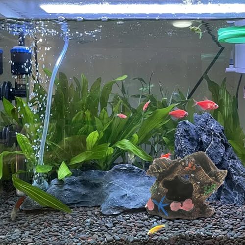 Fish Tank Hideout Broken Barrel Aquarium Hideout Resin Shipwreck Theme Fish Tank Cave for Aquarium Landscaping Decor.