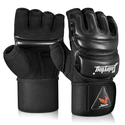 Xinluying MMA Boxing Gloves, 28CM Wide Wristband, PU, for Men, Women & Kids - color: Black, size: Small