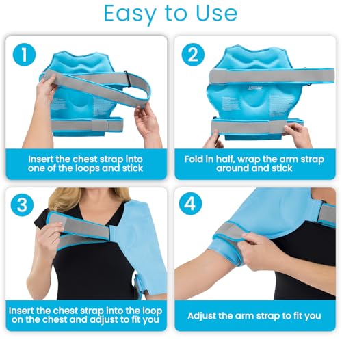 Arctic Flex Shoulder Ice Pack Wrap - Rotator Cuff Cold Therapy for Pain | Relief - Reusable Gel for Injuries & Recovery After Surgery - Ice Packs Compression Brace (Blue)
