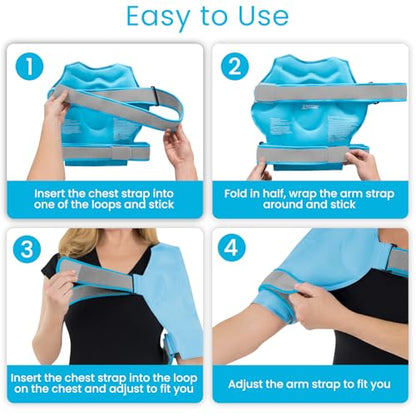 Arctic Flex Shoulder Ice Pack Wrap - Rotator Cuff Cold Therapy for Pain | Relief - Reusable Gel for Injuries & Recovery After Surgery - Ice Packs Compression Brace (Blue)