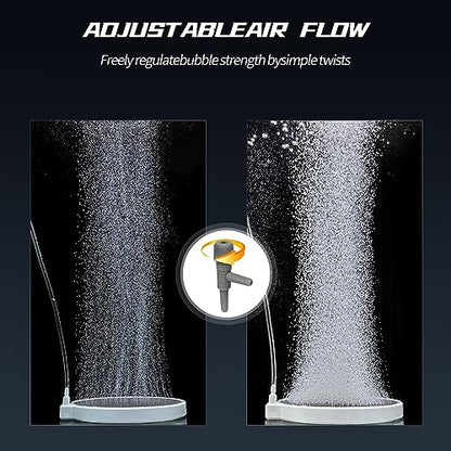 Air Stones for Aquariums - Quiet Fish Tank Oxygen Aerator, 4 Inch Nano Ultra-High Dissolved Oxygen Diffuser Airstone Bubbler with Air Tube Control Valve Check Valve
