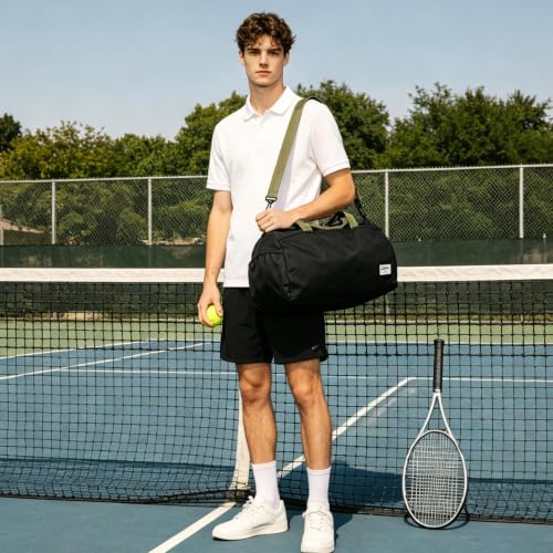BESMART Gym Bags for Men with Side Pocket，38L Large Sports Gym Duffle Bag - color: Black-olive Green